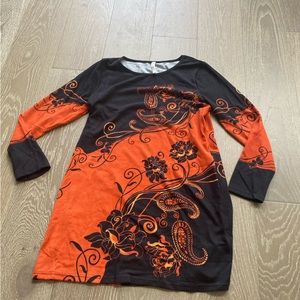 24seven black and orange tunic top
